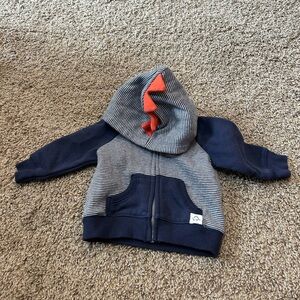 Carter's Navy and Gray Striped Hoodie with Red Detail